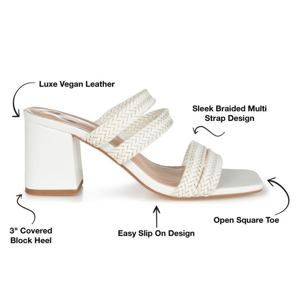 Journee Collection Womens Natia Pumps Block Heel, 9 Medium, WHITE , Size 9 - Picture 5 of 5